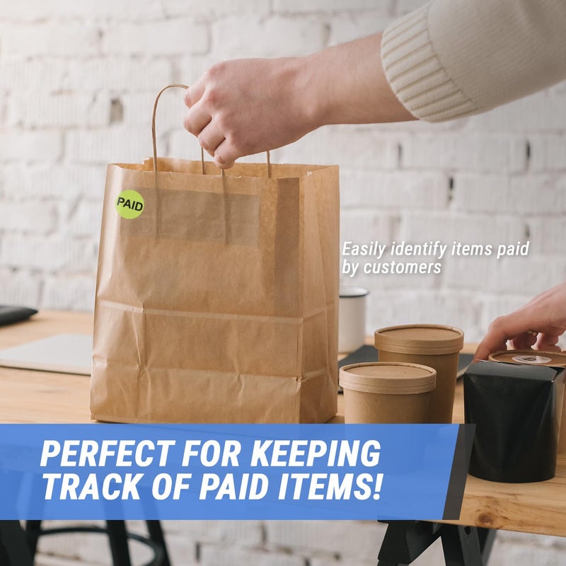 OfficeSmartLabels Paid Pricing Labels (1 inch, Lime Green - 300 Labels) Circle Dot Paid Stickers for Retail Store Sales, Yard Sale & Garage Sale Stickers - Pressure Sensitive - Image 5